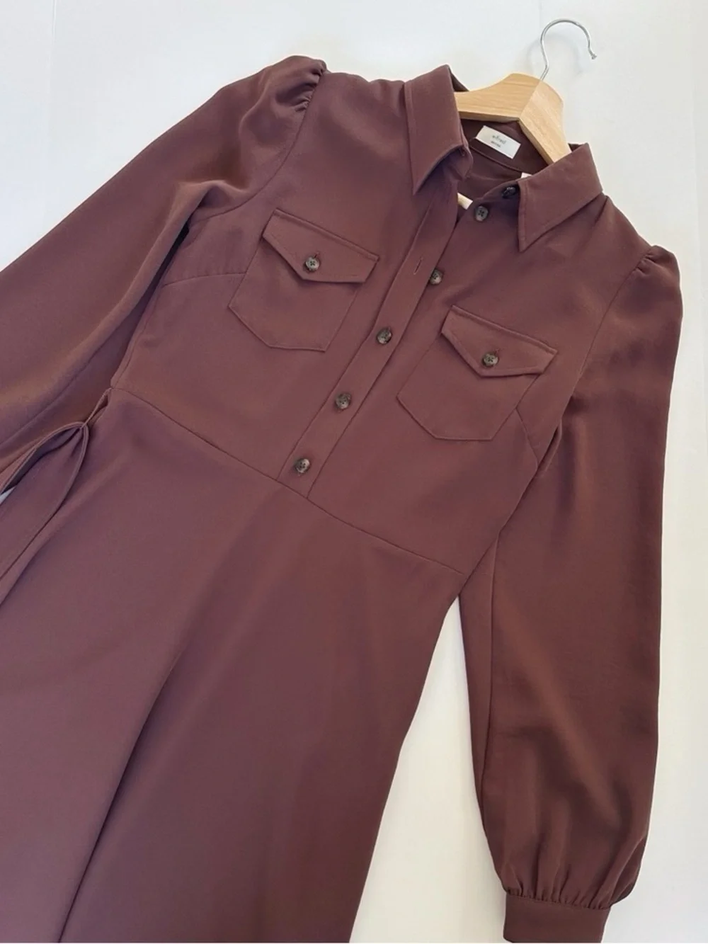 Aritzia Wilfred (Re)Twill™ Songbird Dress Cocoa Powder Brown - Picture 4 of 11